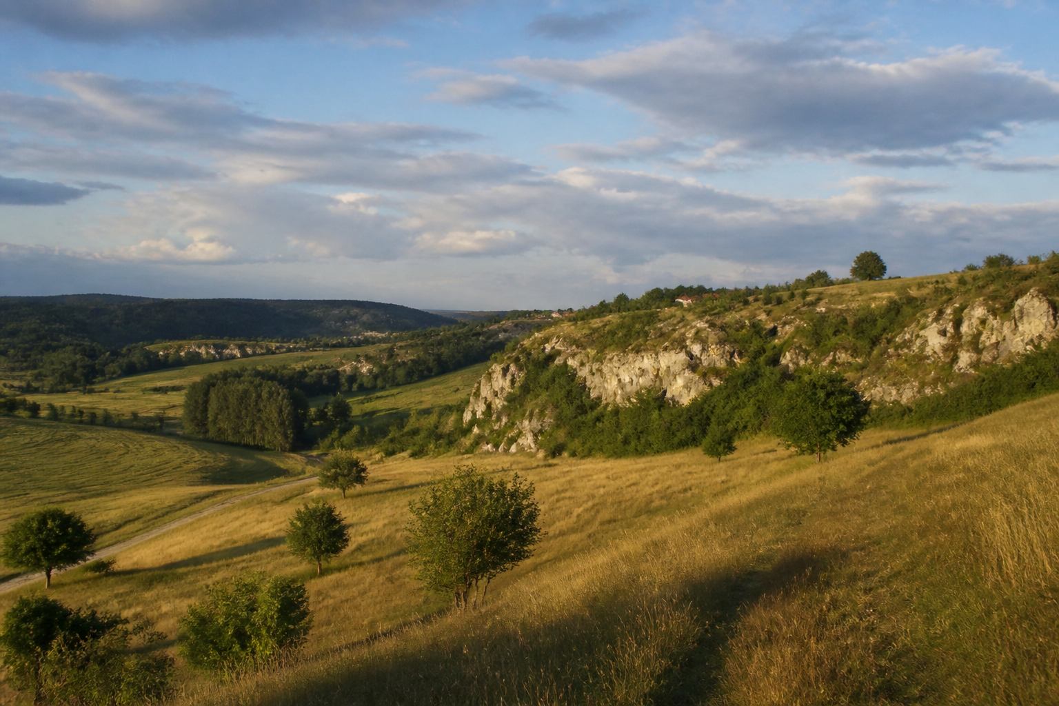 Helle Kalkfelsen und Panorama bei Pottenstein